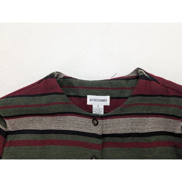 Alfred Dunner Women's Blazer Suit Jacket Size 16 Textured Red Green Stripe - Picture 3 of 12